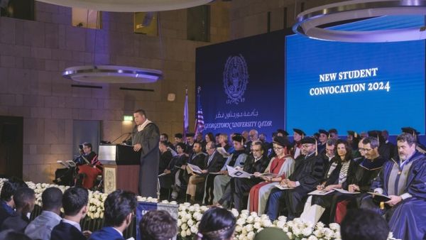 خلال الحدث جورجتاون في قطر ترحب بالطلاب الجدد دفعة 2028 في حفل استقبال غير مسبوق