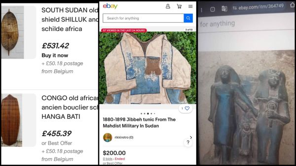 Photos of Sudanese artefacts sold for cheap prices on eBay. (eBay) Sudanese artefacts