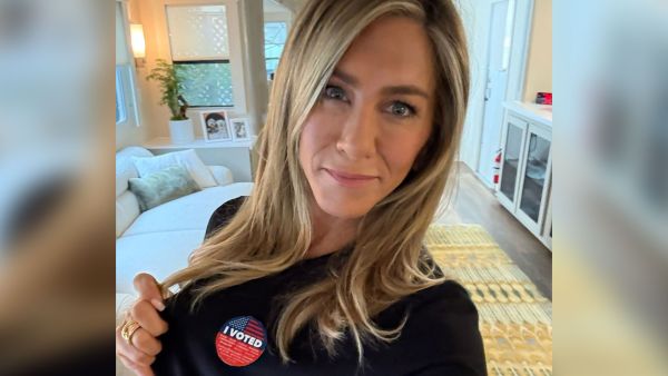 American actress Jennifer Aniston votes for Kamala Harris