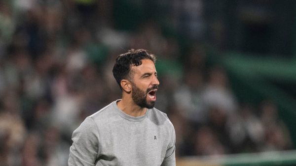 Sporting Lisbon's Portuguese coach Ruben Amorim reacts during the Portuguese League football match between Sporting CP and AVS SAD at Alvalade stadium in Lisbon on September 22, 2024. (Photo by Patricia DE MELO MOREIRA / AFP)