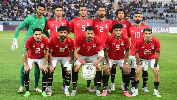 Egypt’s players pose for a team photo during the 2025 CAF Africa Cup of Nations (CAN) group C football match between Botswana and Egypt at Francistown Stadium in Francistown on September 10, 2024. (Photo by Monirul Bhuiyan / AFP)