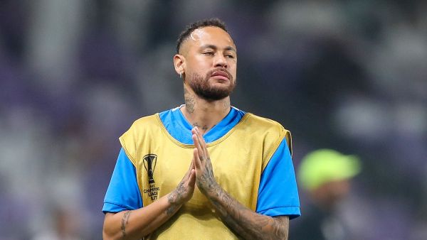 Hilal's Brazilian forward #10 Neymar warms up ahead of the AFC Champions League group B football match between UAE's Al-Ain and Saudi's Al-Hilal at the Hazza bin Zayed Stadium in al-Ain on October 21, 2024. (Photo by AFP)