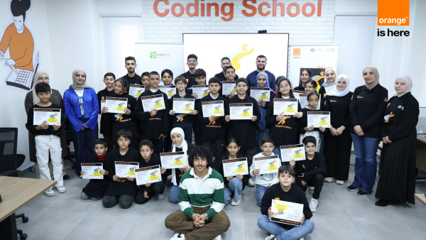 During the event. Orange Jordan Conducts Workshop at Coding School to Enrich Children’s Knowledge about Climate Change