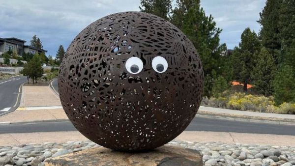 A pair of googly eyes placed on a public art sculpture in Bend, Oregon. Pic: City of Bend, Oregon Googly eyes on statues spark debate in US Oregon city