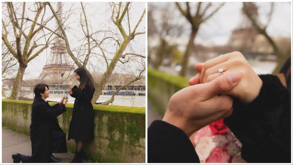 Photos showing singer Taecyeon with his girlfriend in Paris. (X) singer Taecyeon