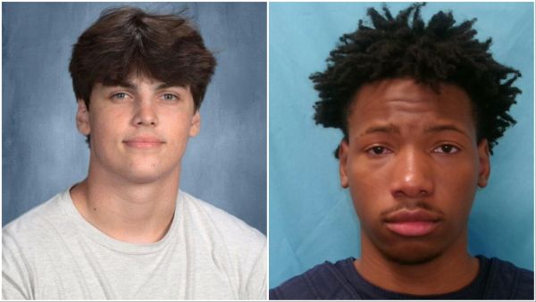 (L) Austin Metcalf, American football player, stabbed to death at the hands of Karmelo Anthony (R). (X) Austin Metcalf