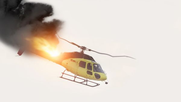 Air Crash. Burning falling helicopter. Shutterstock Three killed in helicopter crash on Isle of Wight, UK