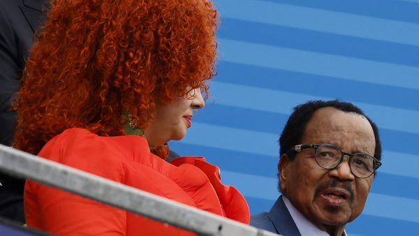 Cameroon President Paul Biya (R) and his wife Chantal Biya (L)