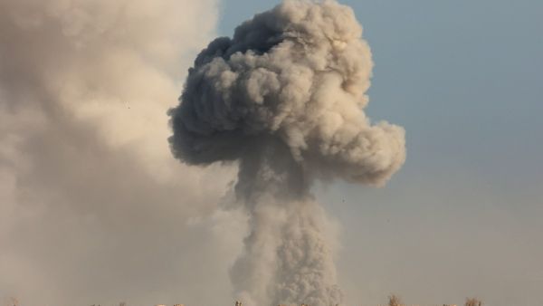This picture taken from a position near Israel's border with the Gaza Strip shows smoke billowing during an Israeli strike on the besieged Palestinian territory, on August 29, 2025, amid the ongoing war between Israel and the Palestinian militant group Hamas. (Photo by Jack GUEZ / AFP) Palestinian Mujahideen Movement