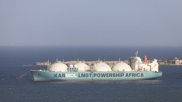 A general view of a liquified natural gas (LNG) tanker