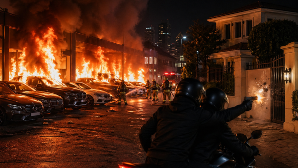 مُتعمد.. إحراق 15 سيارة وإطلاق نار على منزل