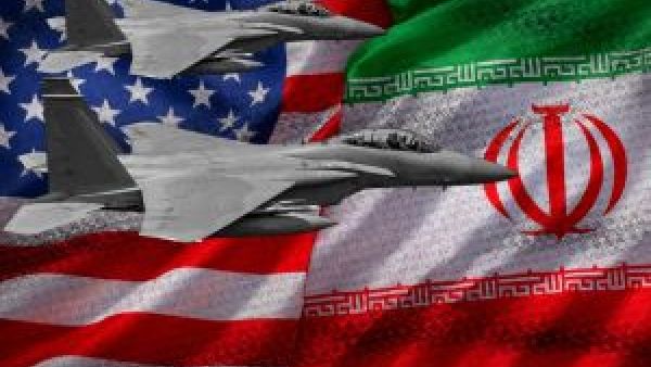 علم إيران والولايات المتحدة الامريكية تعبر عن المفاوضات الجارية بين طهران وواشنطن.
