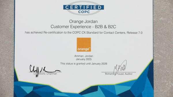 Orange Jordan Leads Highest Standards of Customer Service with COPC Certification Renewal for the Seventh Consecutive Year