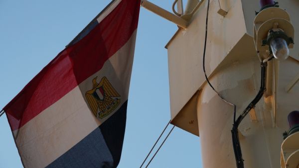 Egyptian flag hangs in Damietta