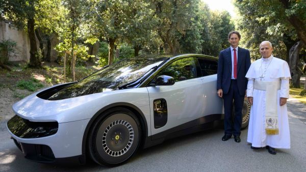 The Pope with Ferrari's Luce EV