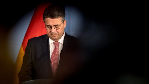 German Foreign Minister Sigmar Gabriel looks on during a press conference on Feb. 22, 2018 in Berlin. 
(Kay Nietfeld / dpa / AFP)