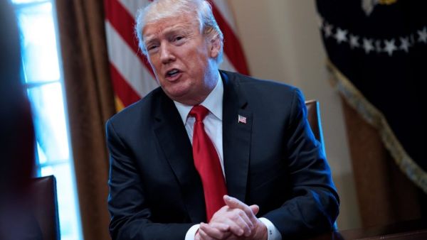 U.S. President Donald Trump speaks on steel and aluminum tariffs during a meeting with industry leaders in the Cabinet Room of the White House on Mar. 1, 2018 in Washington, DC. 
(MANDEL NGAN / AFP)