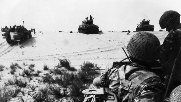 Israeli armored forces in action in this photo taken in June 1967 in the Sinai Desert. Thirty years after the six-day war, new revelations show that Israeli generals exerted considerable pressure to push their government to go into battle. According to military historian Ami Gluska of the Hebrew University in Jerusalem, "a gap separated government officials from soldiers who were on average more than 20 years younger and who were burning to go to war". (STF / AFP)