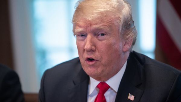 U.S. President Donald Trump speaks during a meeting with NATO Secretary General Jens Stoltenberg in the Cabinet Room at the White House in Washington, DC, on May 17, 2018. (NICHOLAS KAMM / AFP)