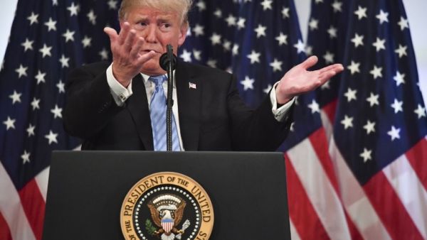 US President Donald Trump speaks during a press conference on September 26, 2018, on the sidelines of the United Nations General Assembly (UNGA) in New York. Nicholas Kamm / AFP