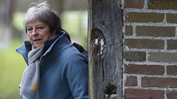 Britain's Prime Minister Theresa May leaves after attending a church service, near her Maidenhead constituency, west of London on March 10, 2019. (AFP/ File Photo)