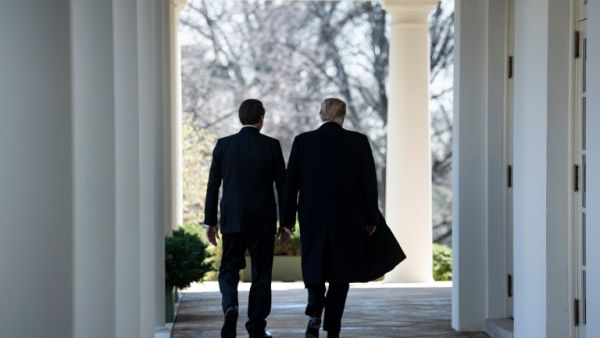 Brazil's President Jair Bolsonaro and US President Donald Trump leave after a press conference in the Rose Garden of the White House March 19, 2019 in Washington, DC. (Brendan Smialowski / AFP)