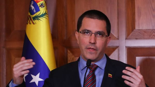 Venezuelan Foreign Minister Jorge Arreaza speaks during a joint press conference. (Adem ALTAN / AFP)