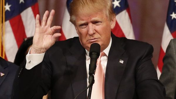 Republican presidential candidate Donald Trump addresses a press conference following his victory in the Florida state primary on March 15, 2016 in West Palm Beach, Florida. (AFP/Rhona Wise)