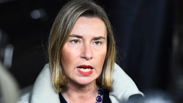 EU foreign policy chief Federica Mogherini arrives to attend a foreign affair council at the European Council in Brussels, Jan. 22, 2018 (EMMANUEL DUNAND / AFP)