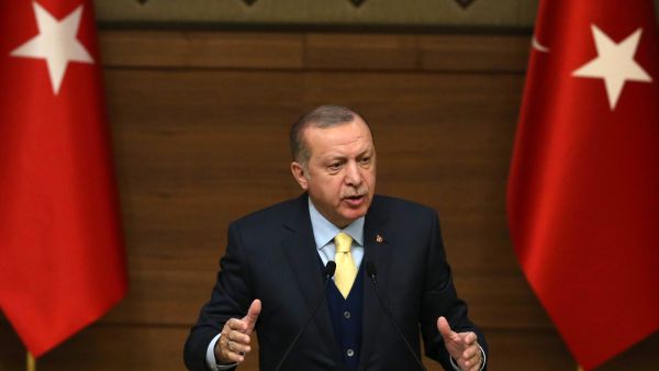 President of Turkey Recep Tayyip Erdogan addresses mukhtars, heads of Turkish villages and neighborhoods, during the 44th Mukhtars Meeting at the presidential complex in Ankara, on January 24, 2018.

(Adem ALTAN / AFP)