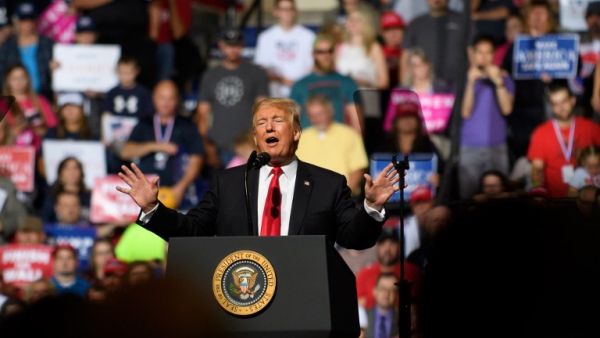 resident Donald J. Trump speaks to supporters (AFP)