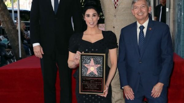Jimmy Kimmel, Sarah Silverman, John C. Reilly and Hollywood Chamber of Commerce, President/CEO Leron Gubler attend her being honored with a Star on the Hollywood Walk of Fame. (AFP/File) Jimmy Kimmel, Sarah Silverman, John C. Reilly and Hollywood Chamber of Commerce, President/CEO Leron Gubler attend her being honored with a Star on the Hollywood Walk of Fame. (AFP/File)