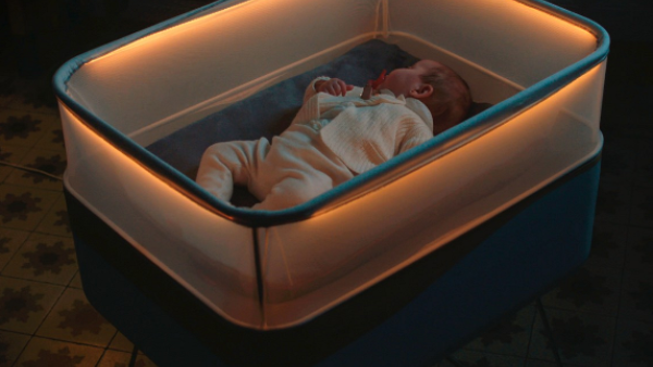 Auto giant Ford has unveiled a one-of-a-kind crib designed to simulate a nighttime car ride to help babies on their drives to dreamland. (Ford)