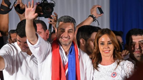 Paraguay's new president Mario Abdo Benitez at Partido Colorado headquarters. (AFP/ File)
