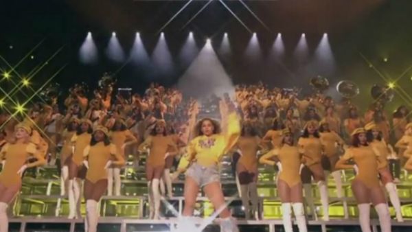 Sing it! All eyes were on Beyonce as she sang and danced on a stage filled completely with back-up dancers and even a live band (Source: Coachella - Youtube)