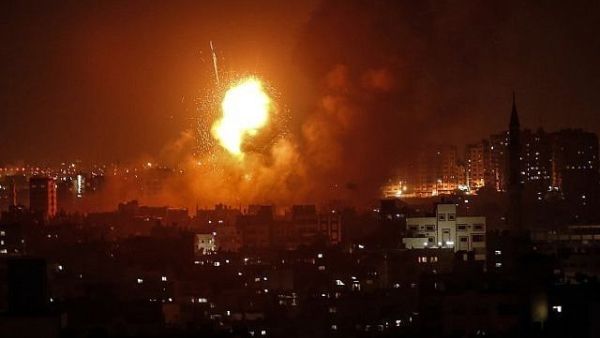 An explosion rocks Gaza following an Israeli air strike in August.  (AFP/ File)