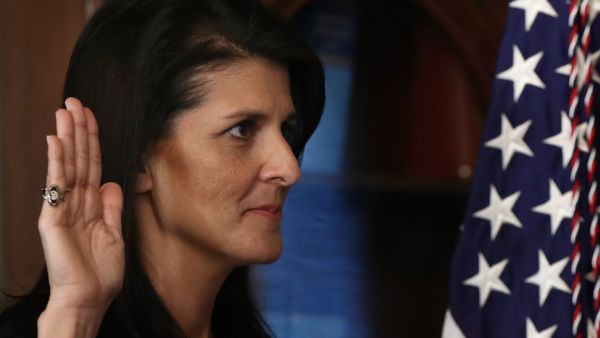 U.S. Ambassador to the U.N. Nikki Haley in a tiff with White House Economic Advisor Larry Kudlow over who said what about new sanctions being slammed on Russia and which the United States subsequently denied. (AFP/File Photo)	