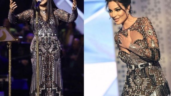 أحلام ونادين نجيم في نفس الفستان