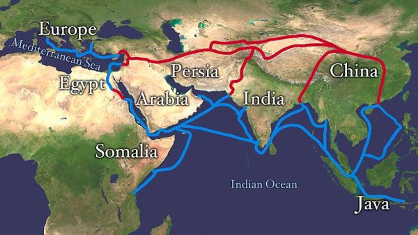 The traditional Silk Route extended 4000km across an extensive transcontinental network. (Wikimedia Commons)