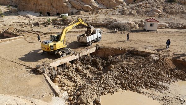 This picture taken on November 10, 2018, in Petra, western Jordan, shows the effects of flash floods that killed several people across the region (AFP)