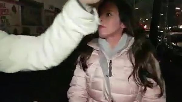 One of the men rudely thrusts his hand in front of the camera and forces Ms Yamin, a reporter for Israeli channel KAN, to abandon her broadcast (Twitter)