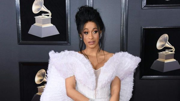 Cardi B arrives for the 60th Grammy Awards on January 28, 2018, in New York. (AFP)