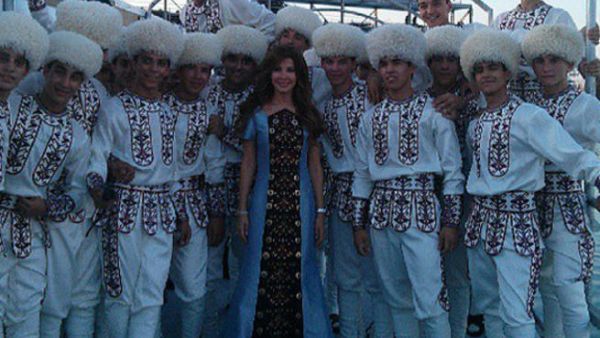 Nancy Ajram looking lovely in Turkmenistan's national costume (Image: Facebook)