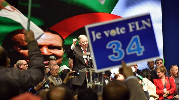 Djamel Ould Abbes, Secretary General of the Algerian National Liberation Front, at a campaign rally in Algiers, April 28 2017. (AFP/Ryad Kramdi) 