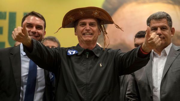 Far-right Brazilian presidential frontrunner Jair Bolsonaro at a press conference in Rio de Janeiro. (AFP/File)