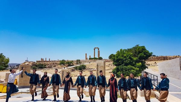 Folklore music and Dabke dancing at the Citadel in Amman celebrating International Music Day (Twitter)