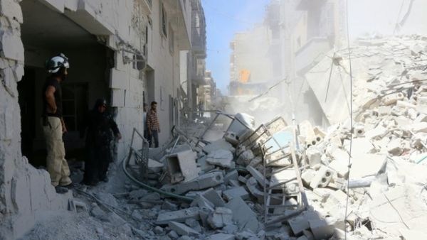 Collapsed buildings following reported air strikes in Aleppo's rebel-held neighbourhood of Tariq al-Bab, on July 14, 2016. (AFP/File) 
