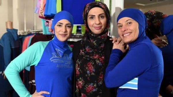 Muslim models display burkini swimsuits at a shop in western Sydney on August 19, 2016. (AFP/Saeed Khan) Muslim models display burkini swimsuits at a shop in western Sydney on August 19, 2016. (AFP/Saeed Khan)
