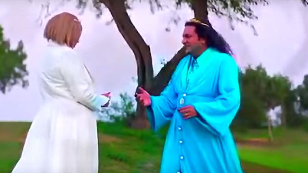 Pakistan's viral star brought along a baby, a love interest, and several stylish robes for his out-of-tune message from above.