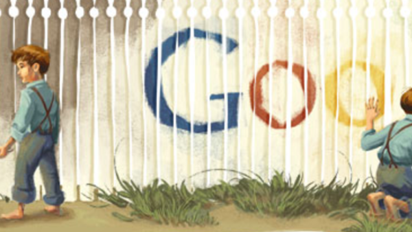 جوجل تحتفل بذكرى مارك توين مؤلف توم سوير. جوجل تحتفل بذكرى مارك توين مؤلف توم سوير.